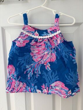 Lilly Pulitzer Matching Set Blue with Pink Floral Print size 6-12